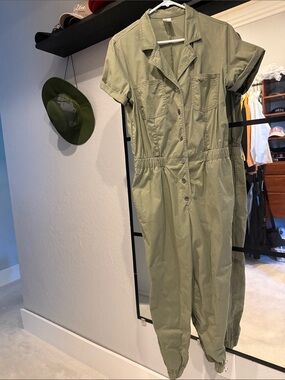 NOBO Olive Utility Short-Sleeve Jumpsuit
